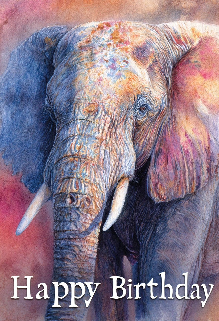Majestic Elephant Birthday Canvas Art