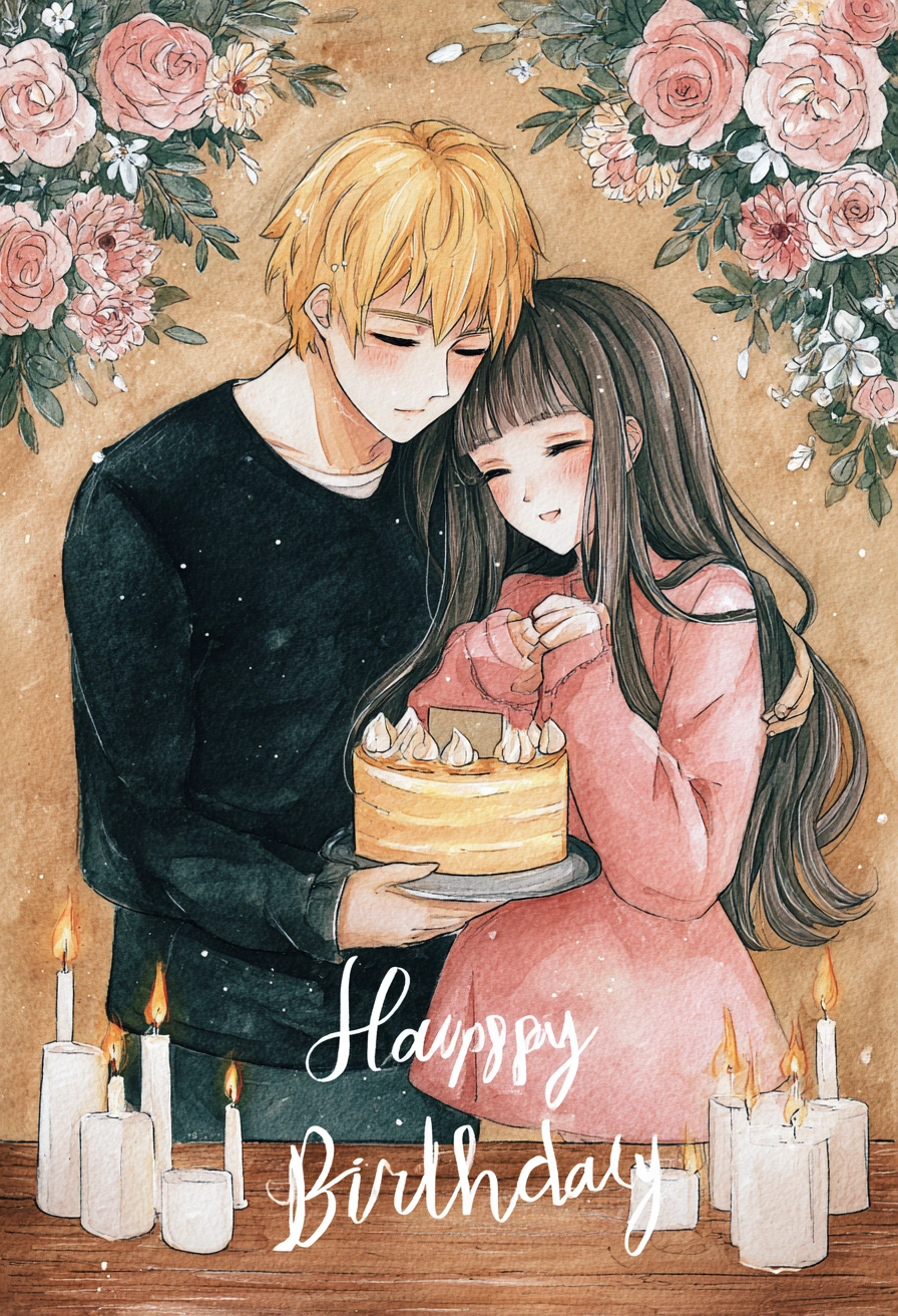 Romantic Birthday Moment in Watercolor