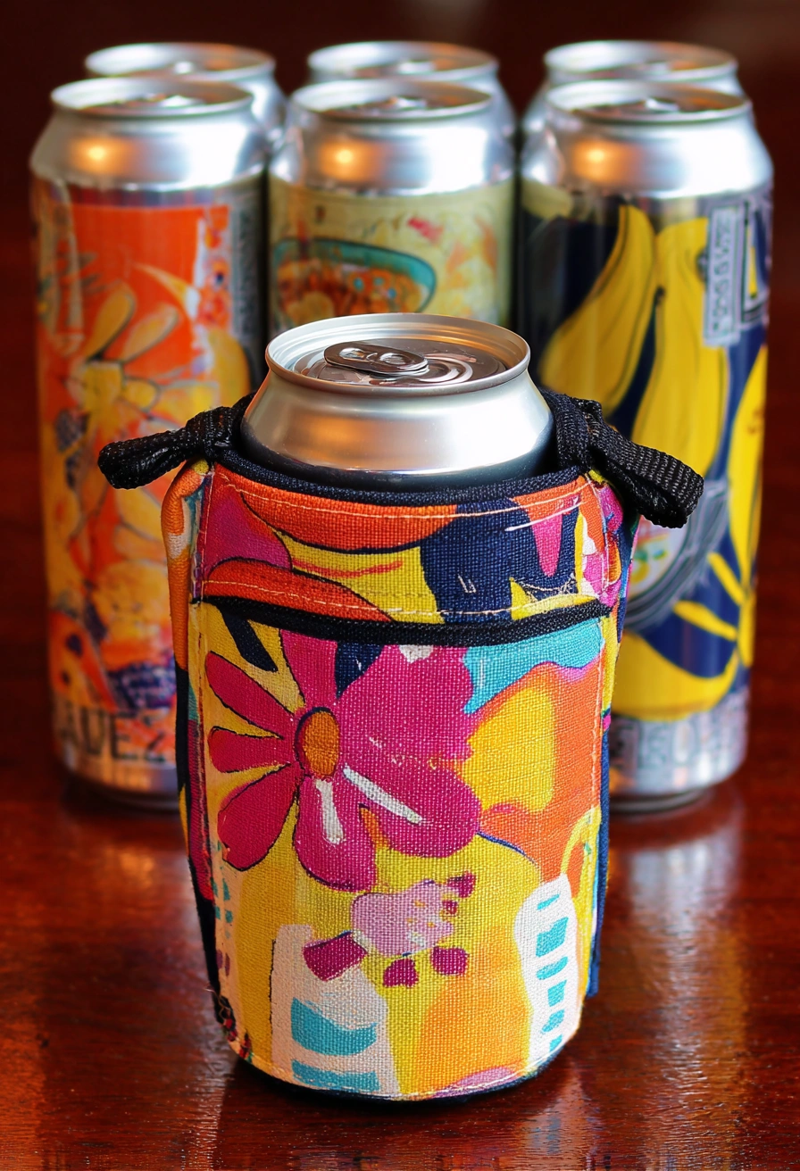 Here are a few amazing sewing ideas inspired by the colorful fabric can holder in your image: