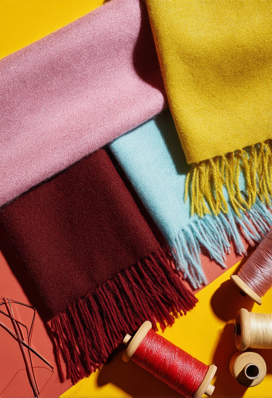 This cozy and colorful image of woolen scarves with fringe details is a perfect source of inspiration for simple and stylish sewing projects. Here are some amazing sewing ideas to try based on it: