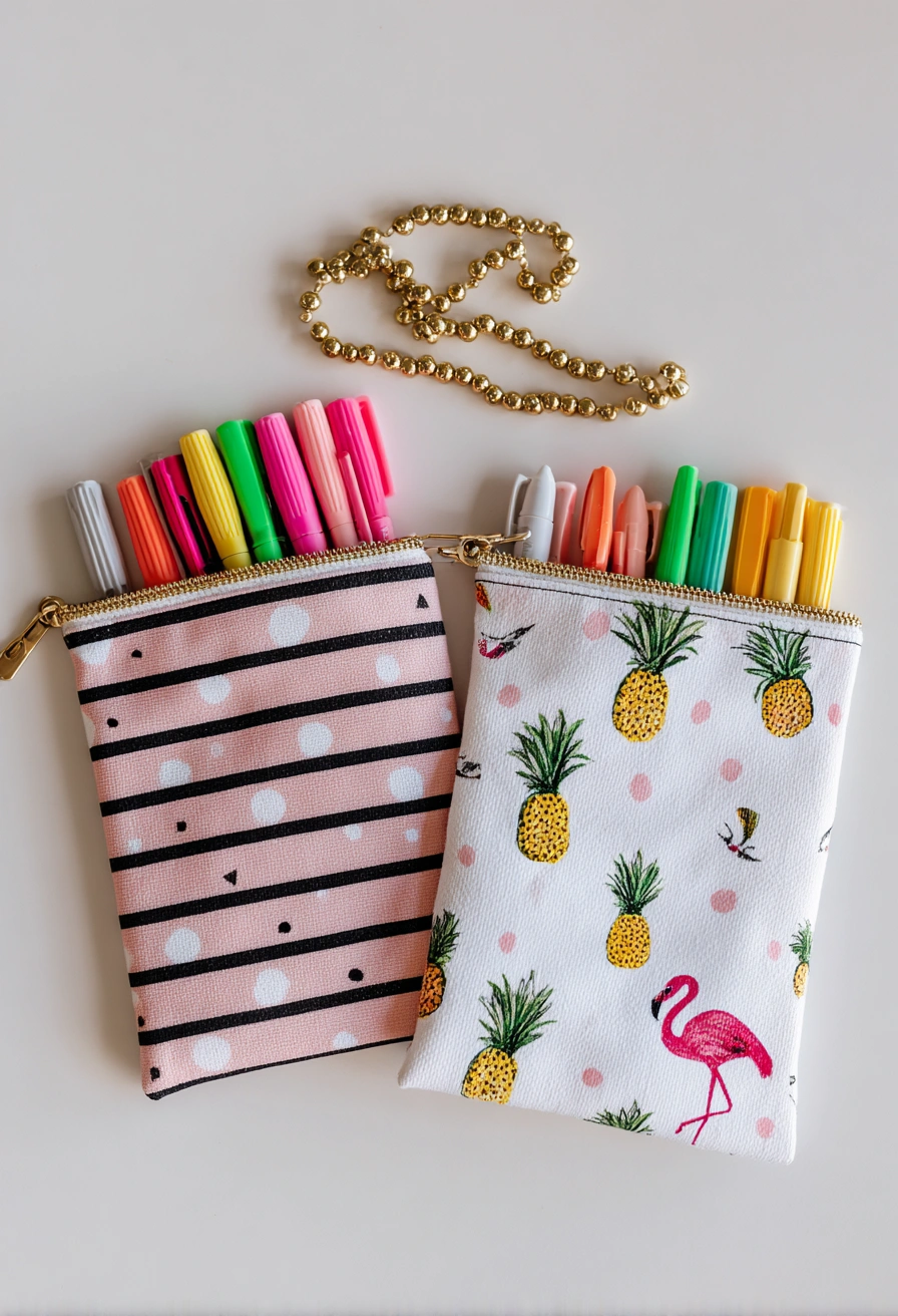 This fun image of two colorful zippered pouches offers the perfect inspiration for quick and useful sewing projects! Here are amazing sewing ideas to try based on it: