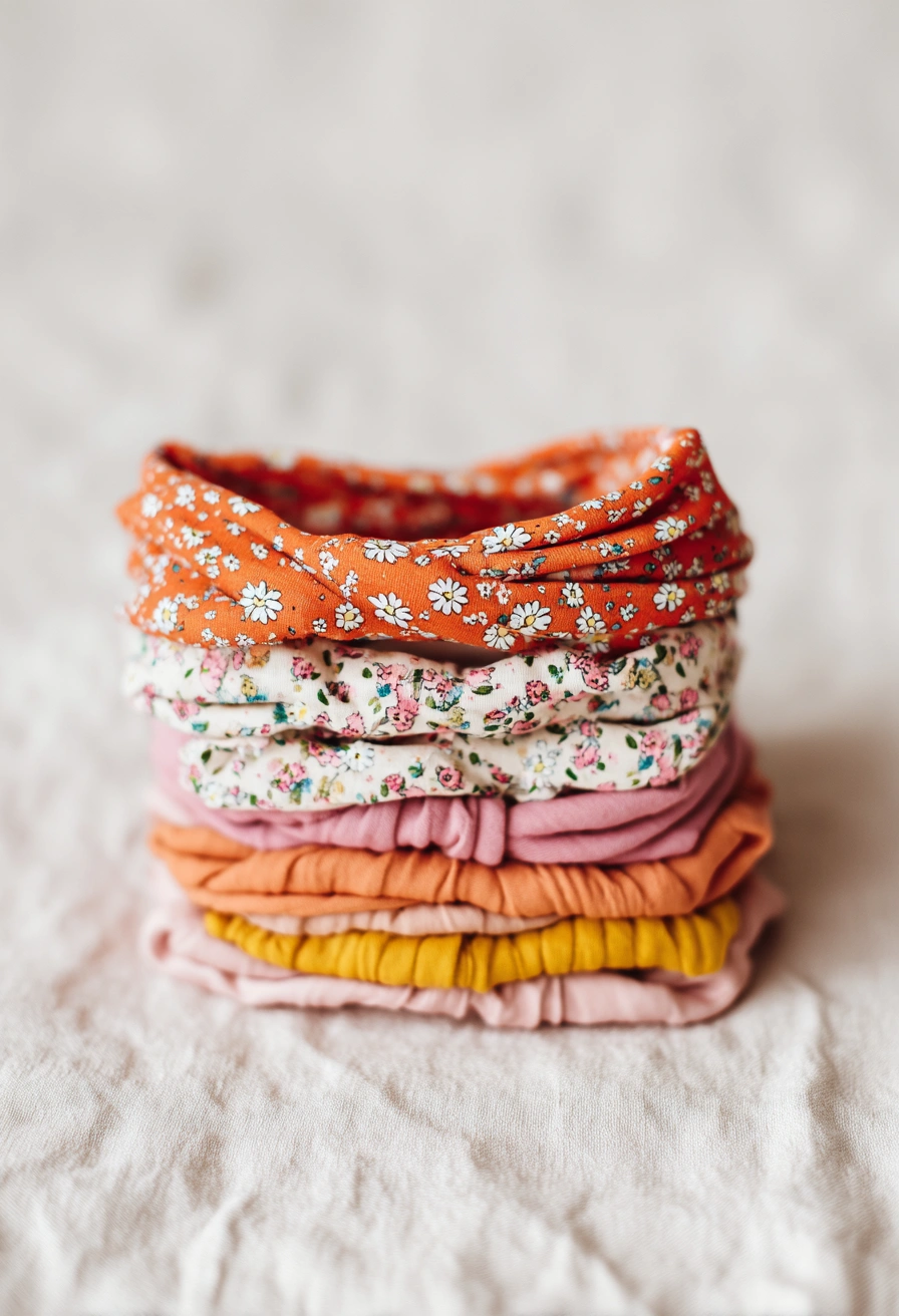 This adorable stack of fabric headbands is a treasure trove of creative sewing inspiration! Here are amazing sewing ideas to try based on this cozy and colorful image: