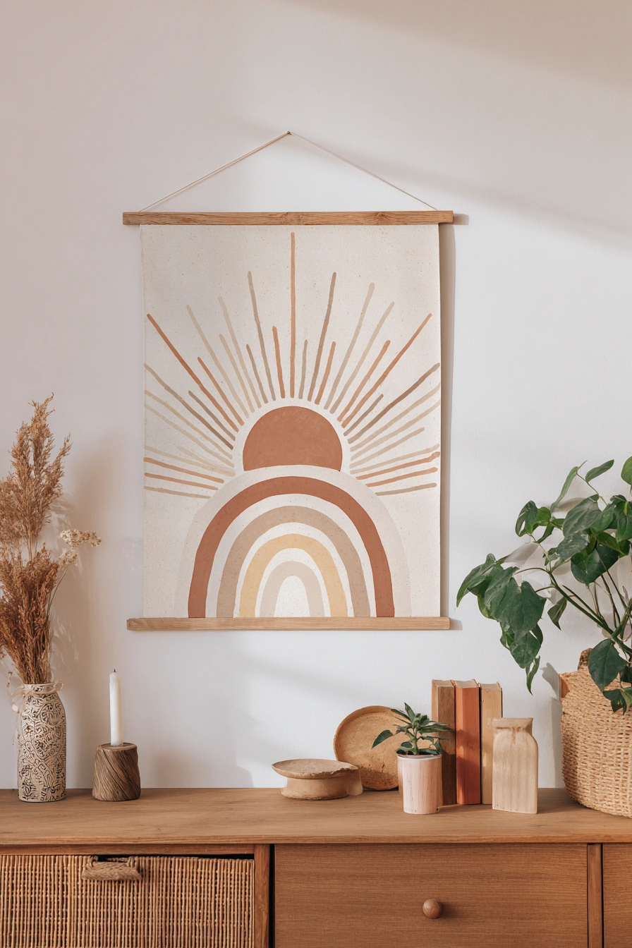 Boho Sunburst Rainbow Tapestry