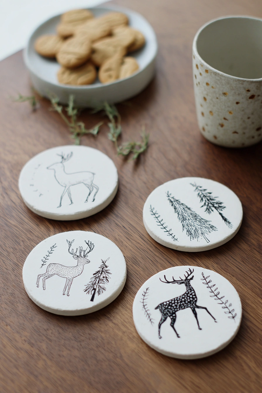 Minimalist Woodland Coaster Set