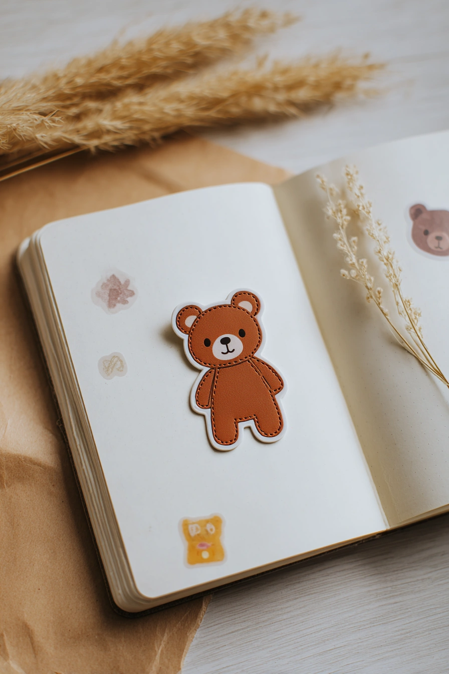 Cozy Teddy Bear Sticker for Journals