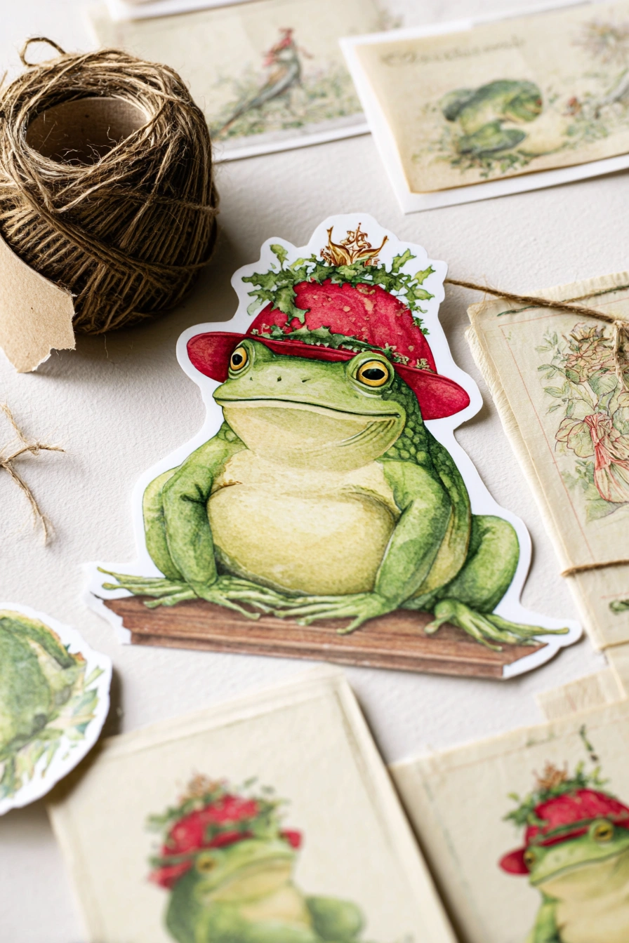 Whimsical Frog in Red Hat Sticker