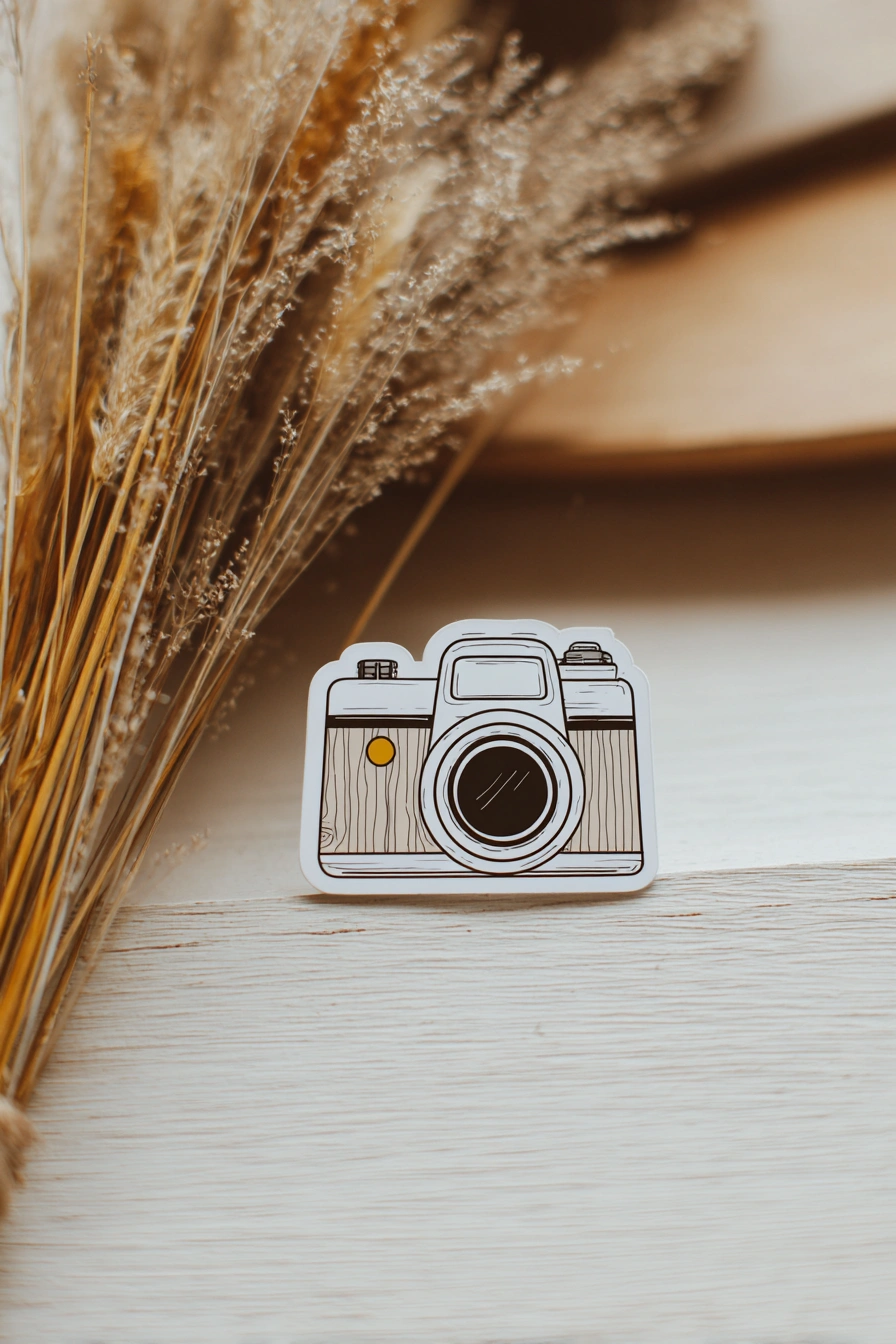 Rustic Camera Sticker with Vintage Flair