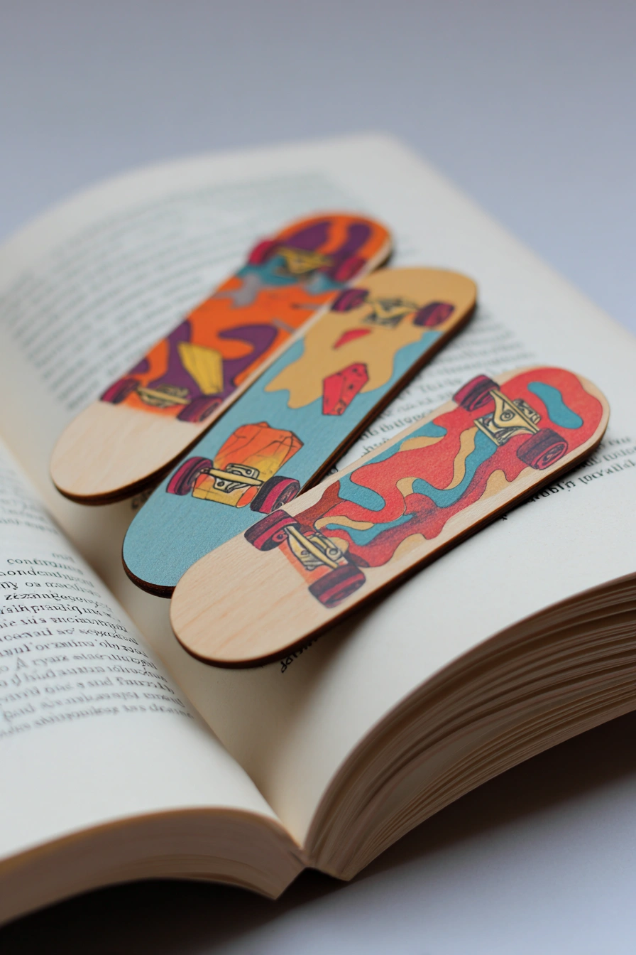 Skateboard-Inspired Wooden Bookmarks