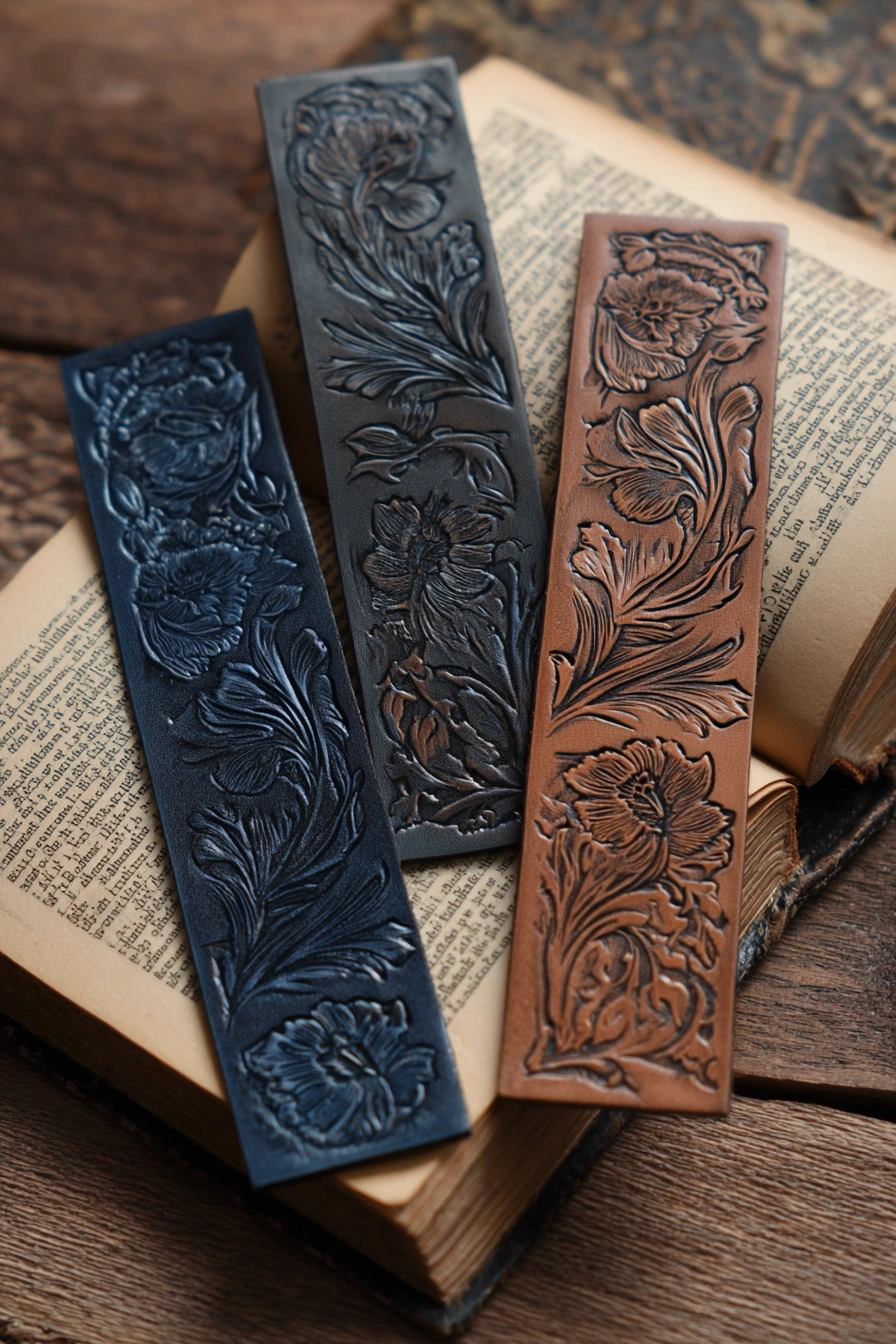 Vintage Embossed Leather Bookmarks