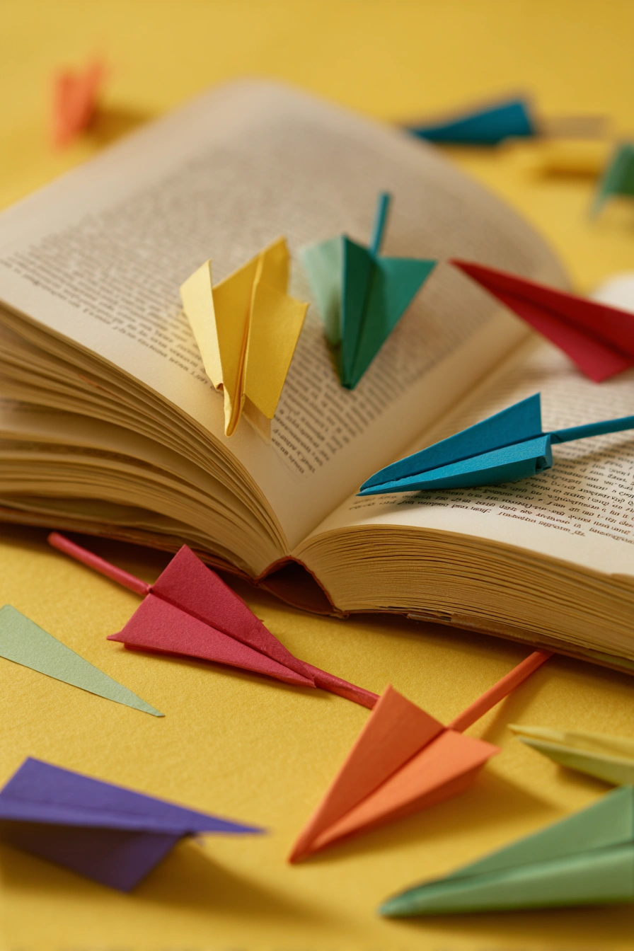 Origami Airplane Bookmarks in Rainbow Colors