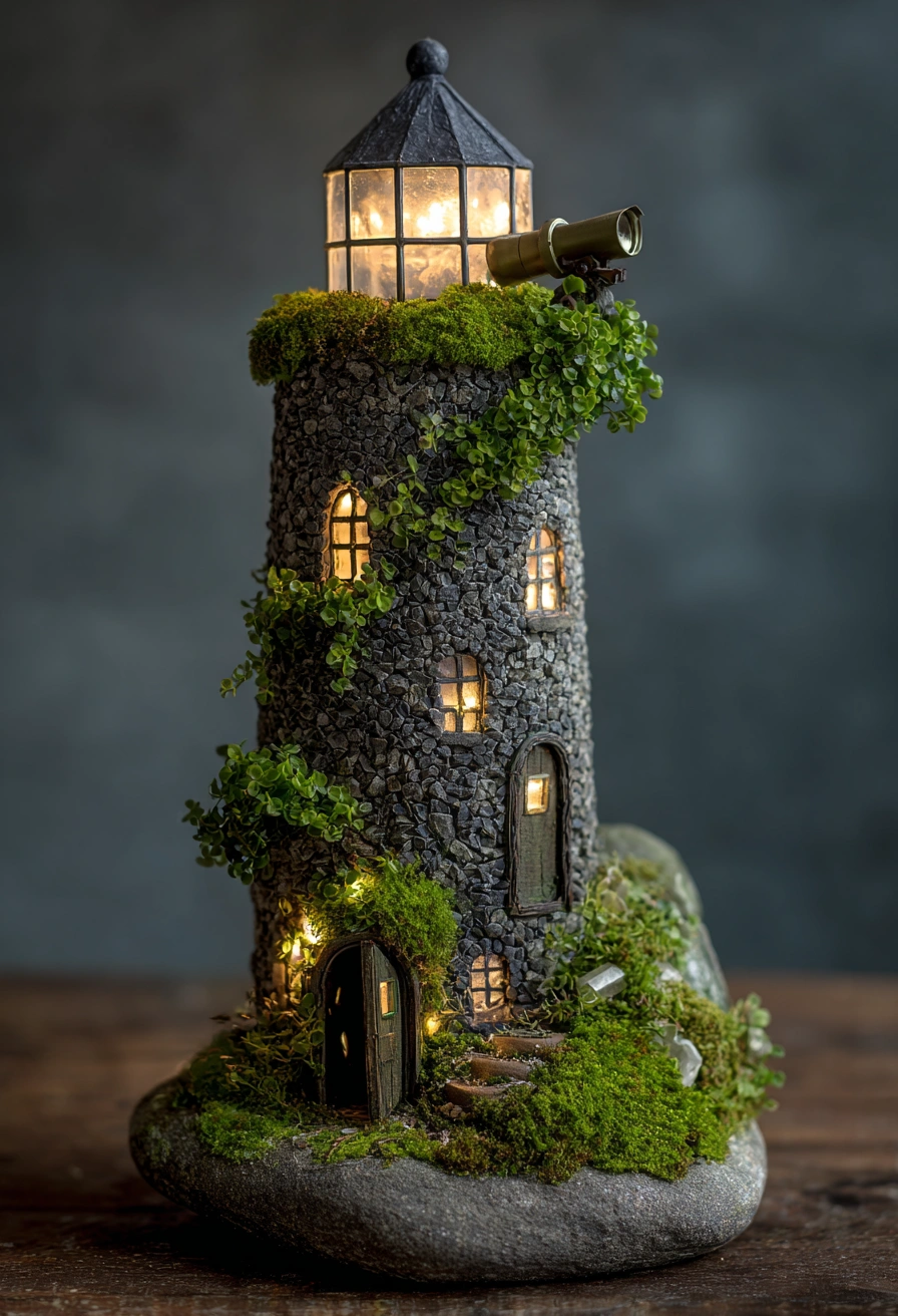 Whimsical Stone Tower with Mossy Charm