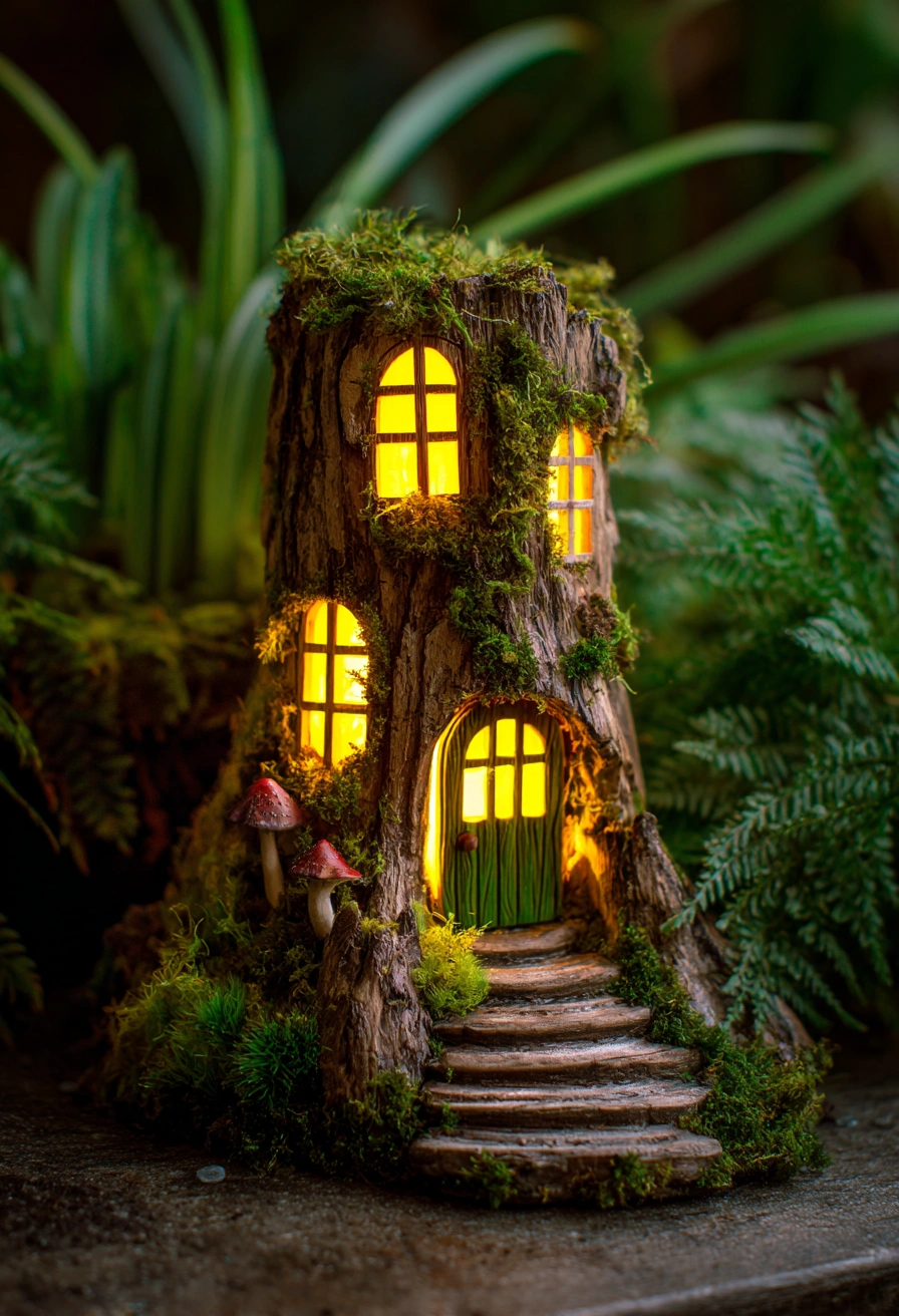 Glowing Tree Trunk Fairy Hideout