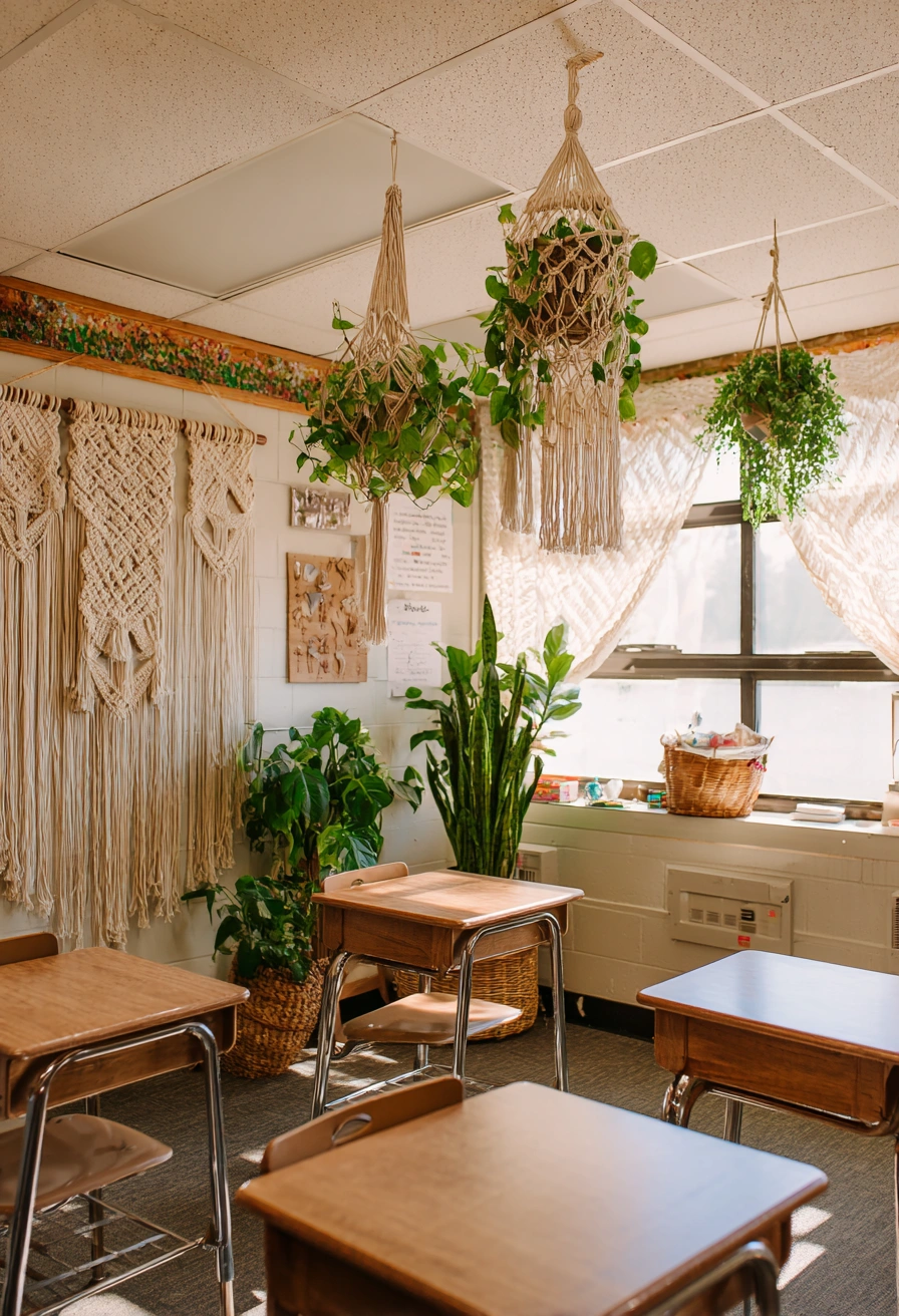 Boho Jungle-Inspired Classroom Corner