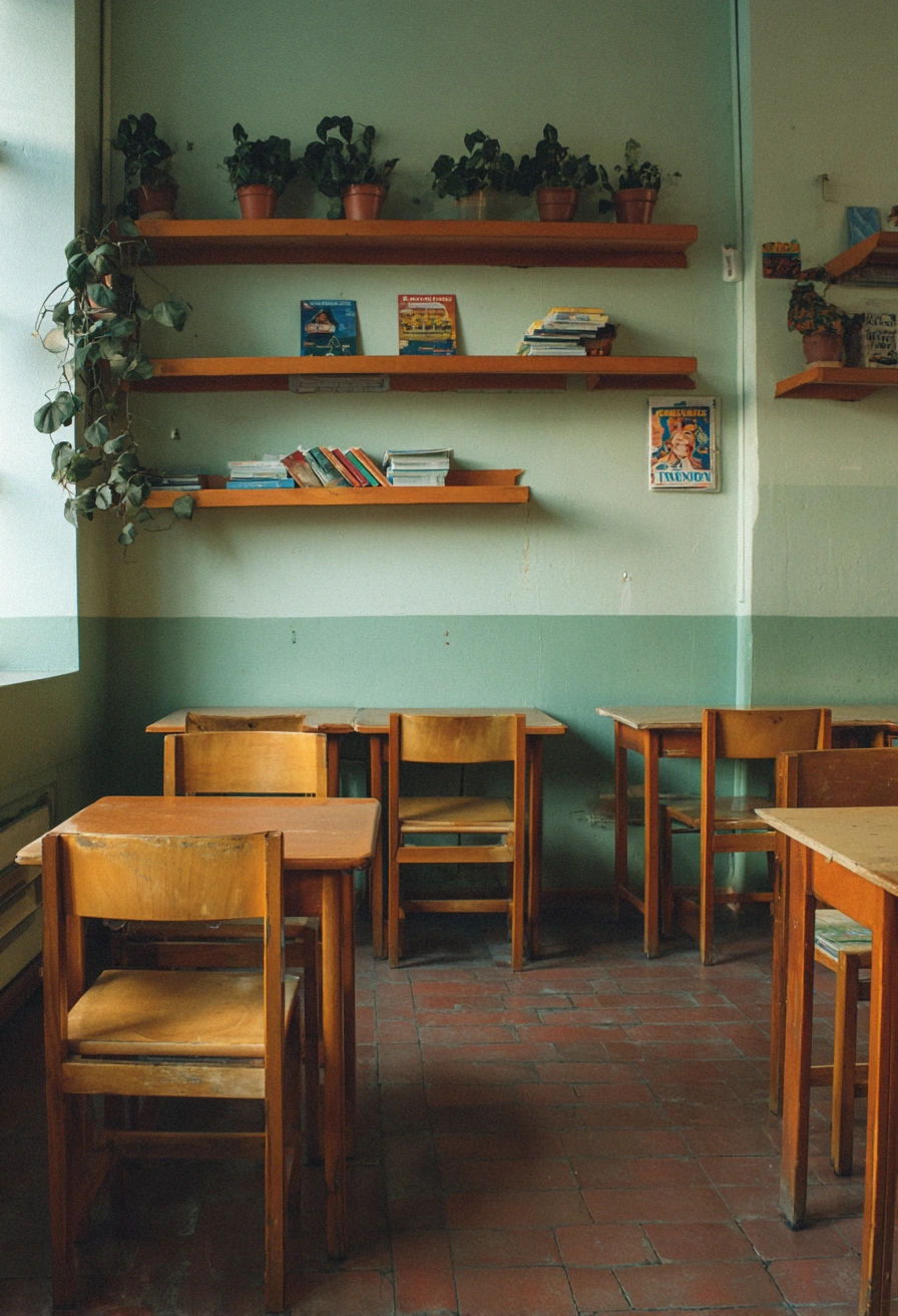 Retro Classroom with Vintage Charm
