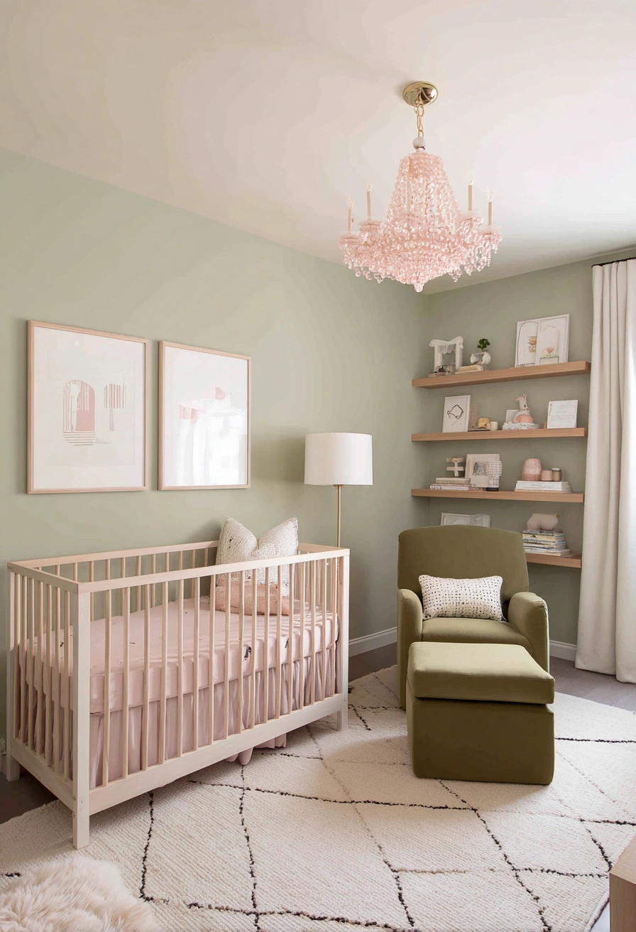 Modern Sage Nursery with Blush & Olive