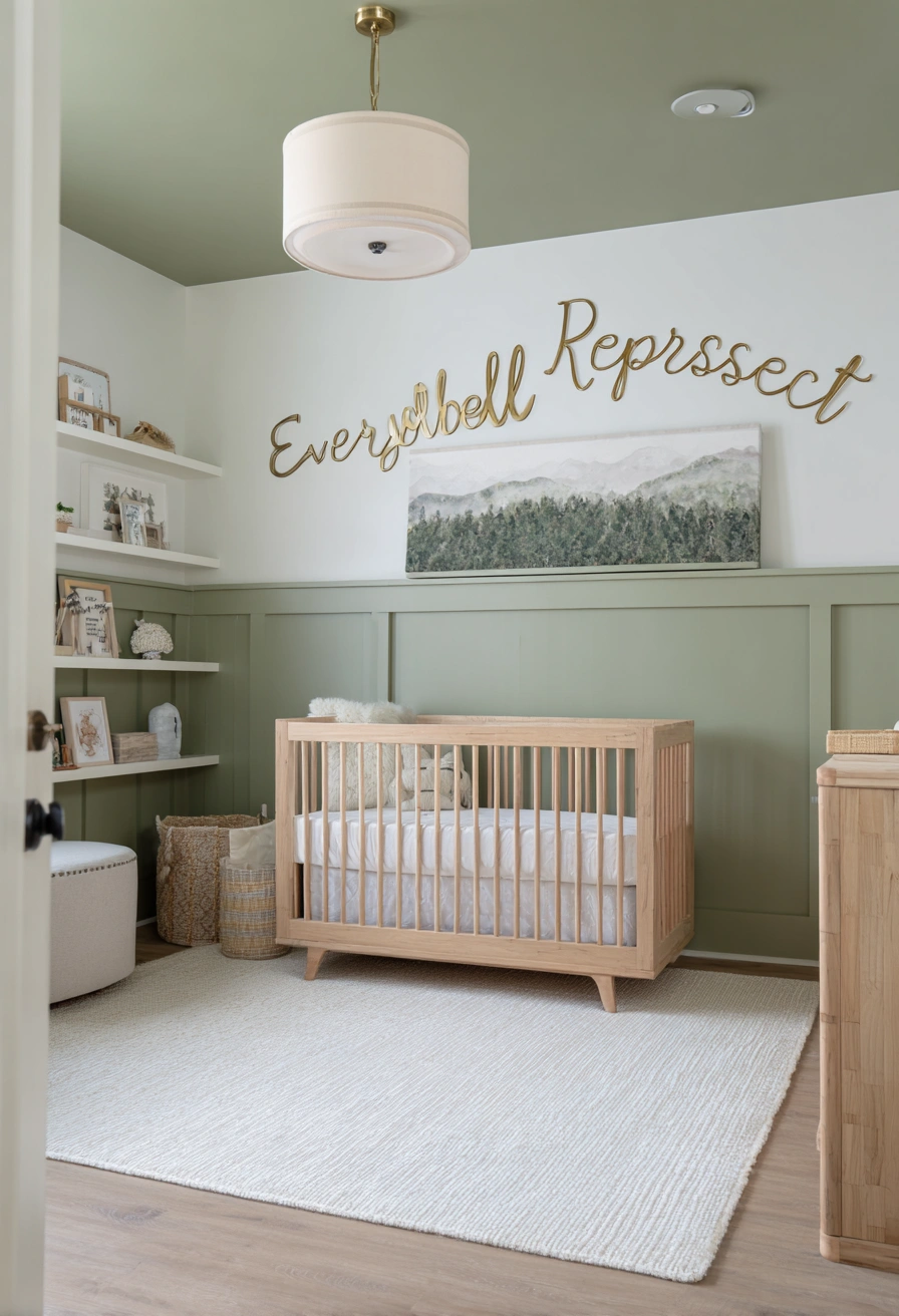 Modern Woodland Nursery in Soft Sage