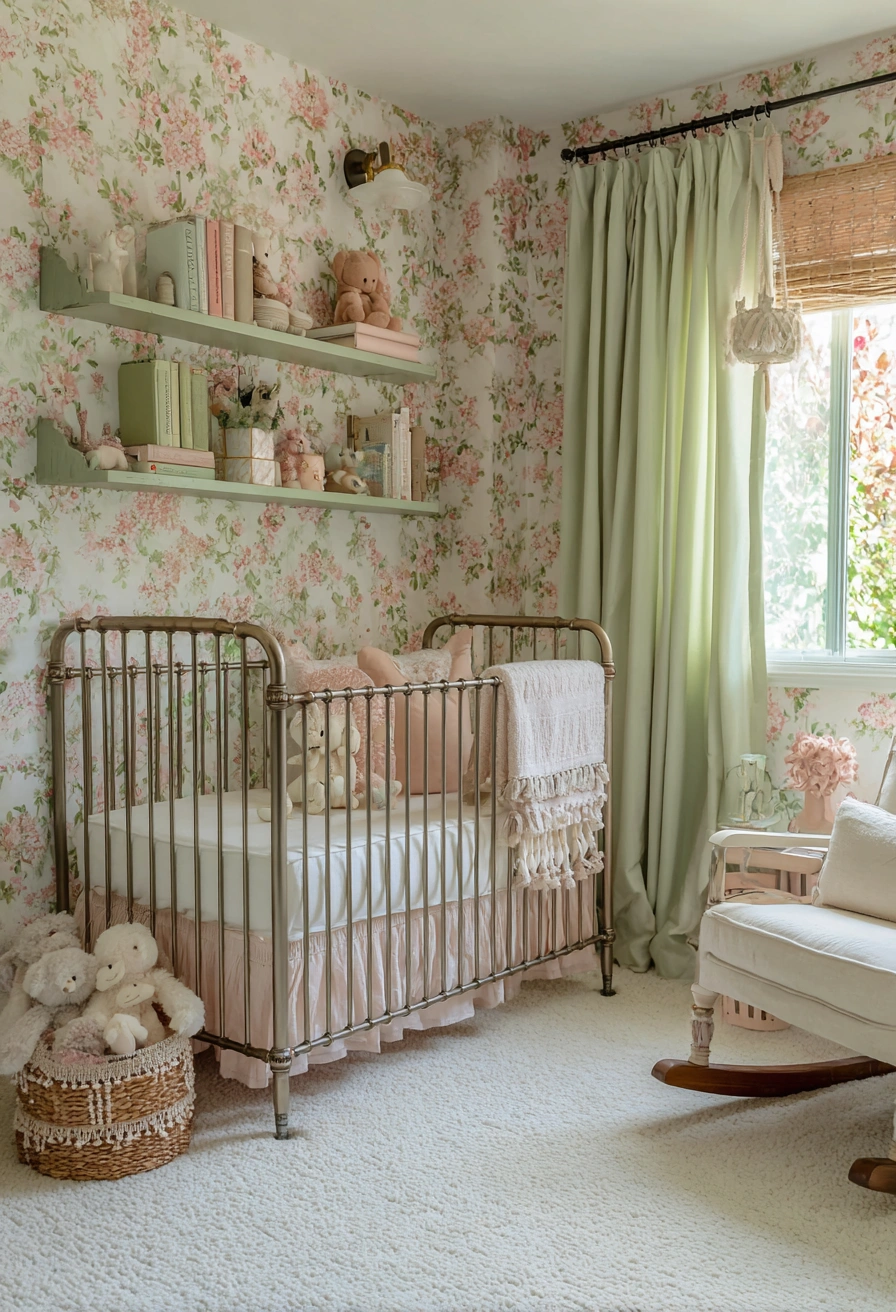 Vintage Floral Nursery in Sage & Blush