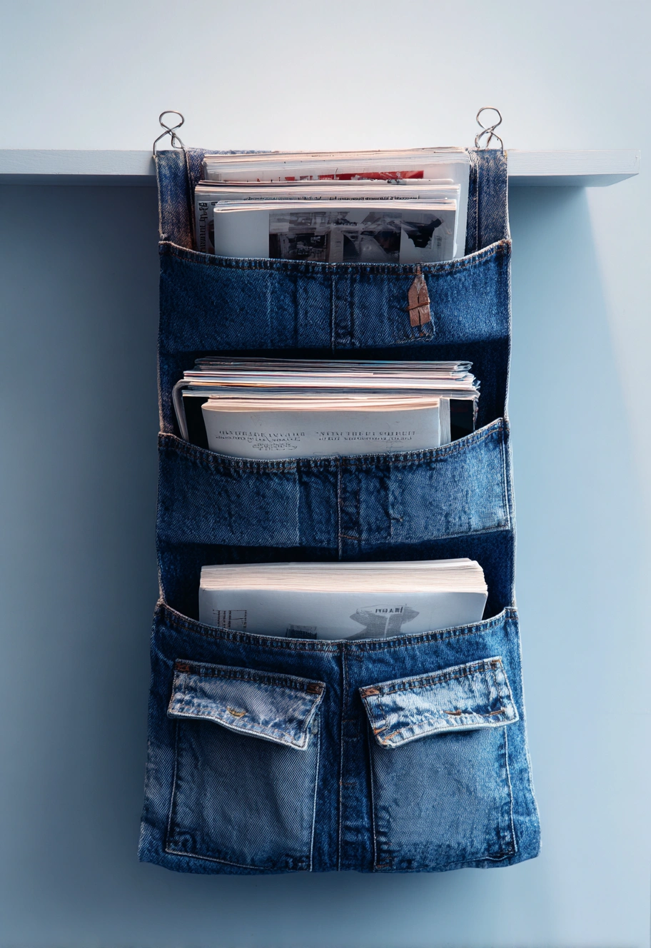 Denim Pocket Organizer for Paper Clutter