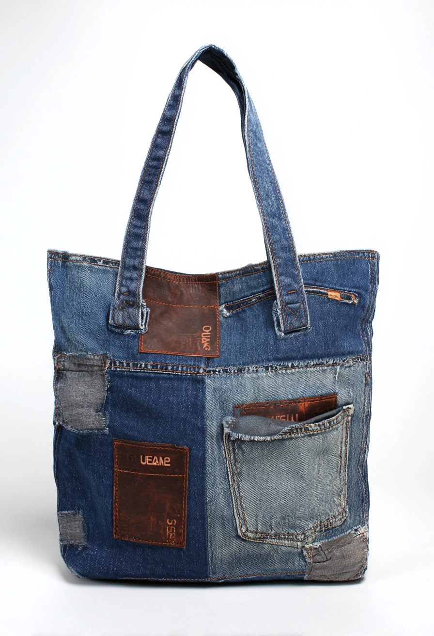 Patchwork Denim Tote with Vintage Vibes