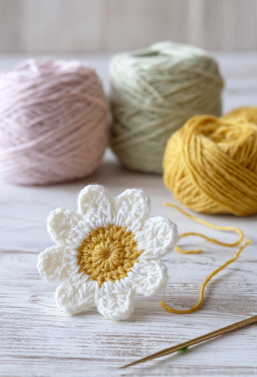 Simple & Sweet Crochet Daisy Appliqué