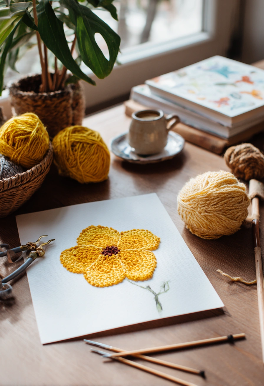 Textured Daisy Punch Needle Art