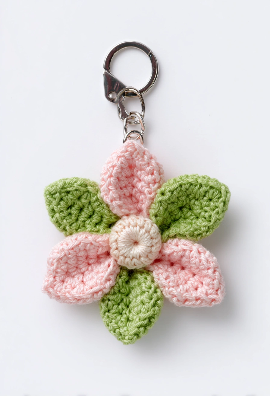 Pastel Crochet Daisy Keychain Charm