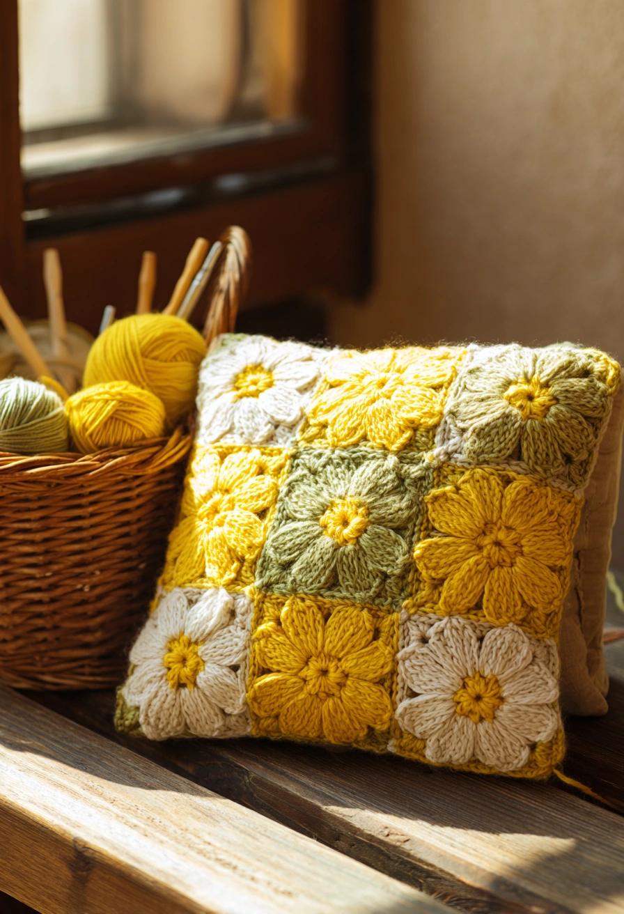 Cozy Crochet Daisy Pillow Cover