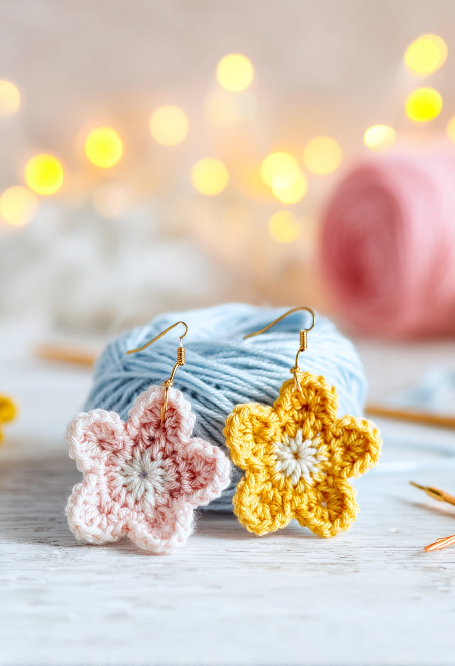 Whimsical Crochet Daisy Earrings