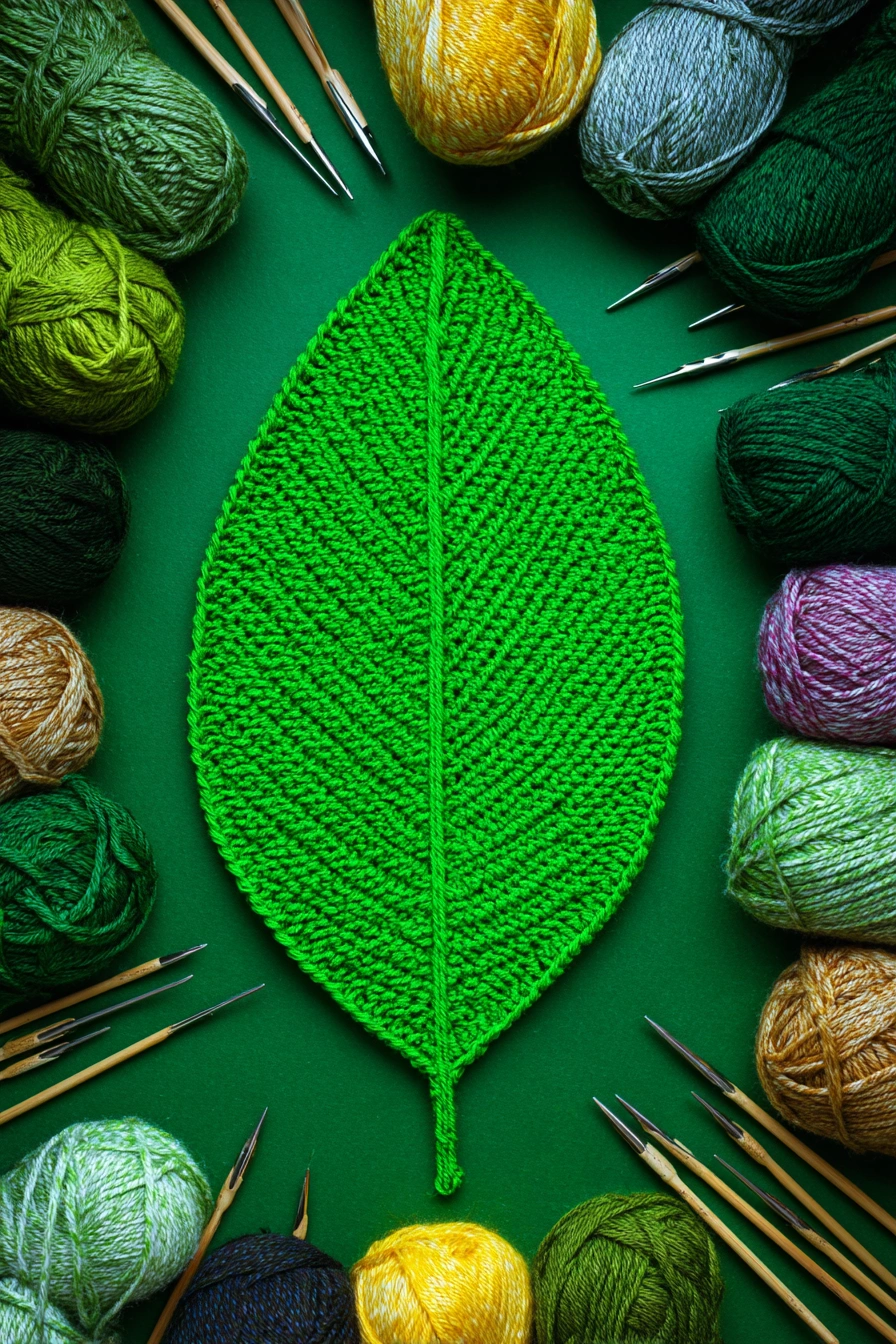 Vibrant Green Crochet Leaf Accent