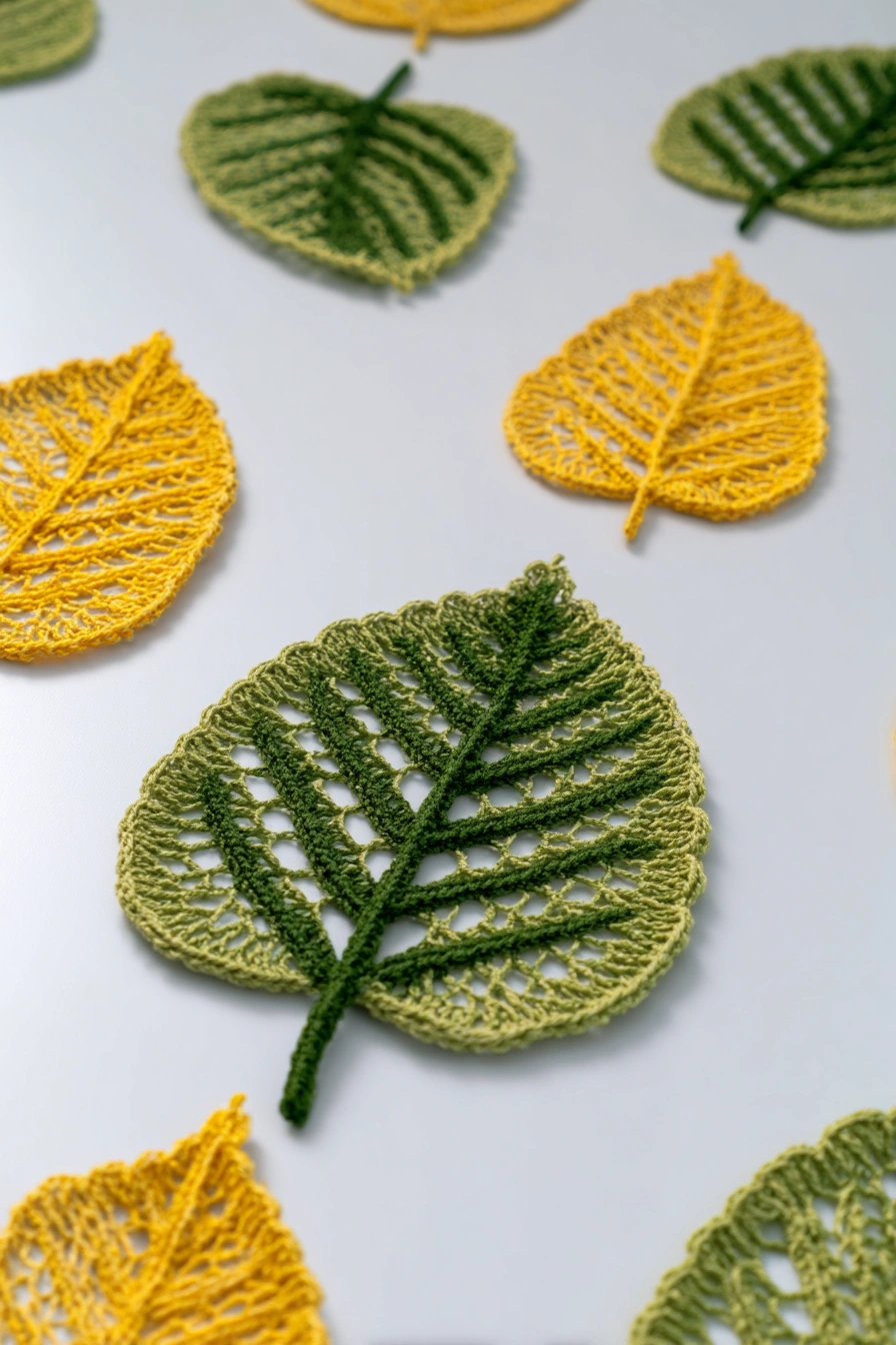 Lacy Crochet Leaves in Fall Hues