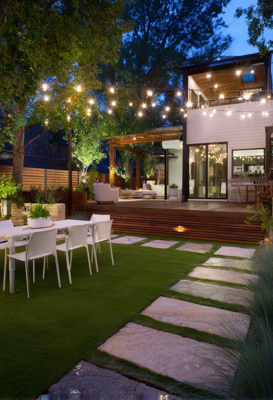 Cozy Backyard with String Light Magic