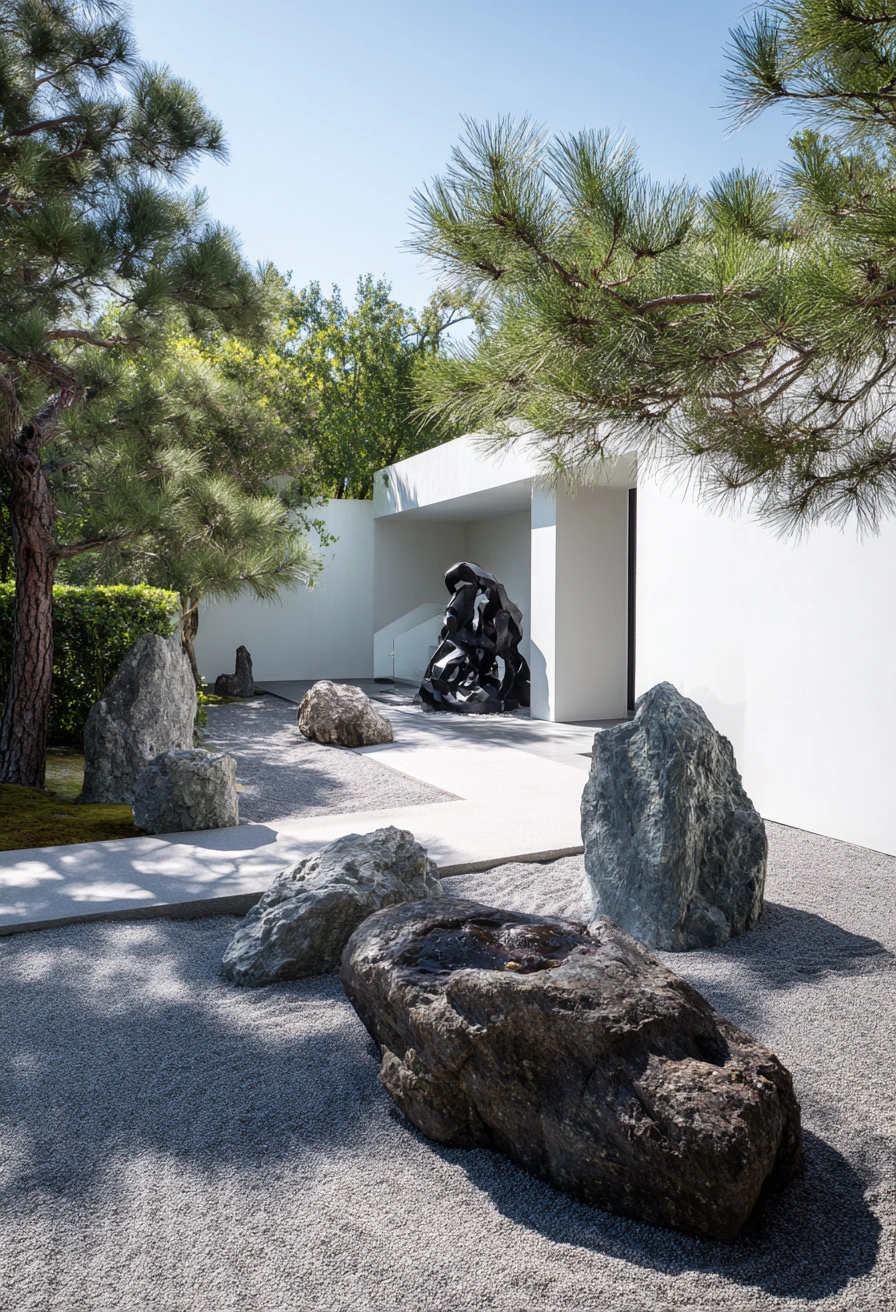 Sculptural Zen Garden with Modern Minimalism
