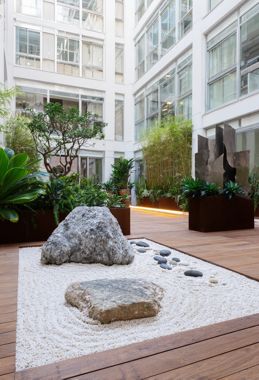 Zen Courtyard with Urban Elegance