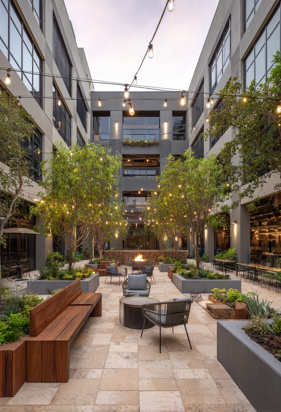 Urban Courtyard with Firepit Lounge