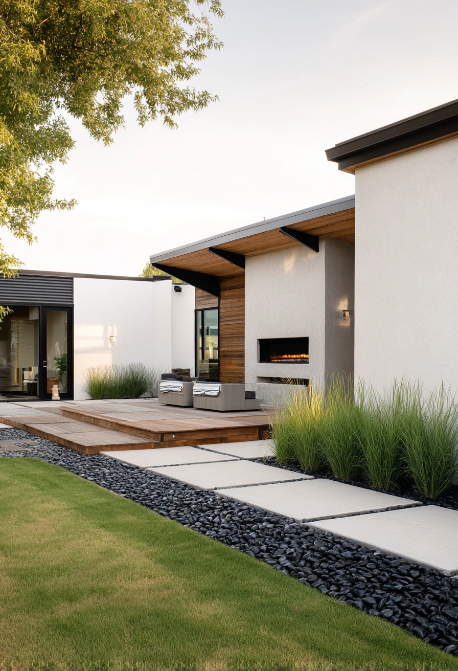 Contemporary Patio with Fire Feature