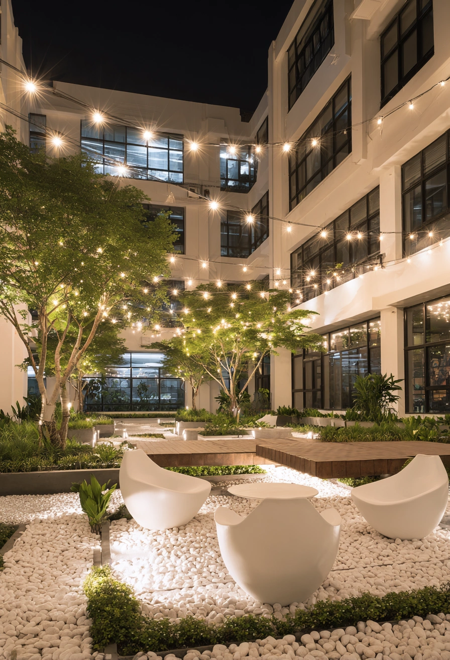 Glam Courtyard with Modern Glow