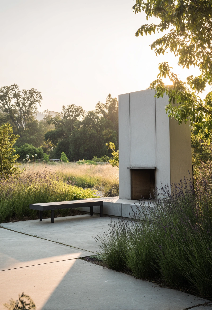 Modern Fireplace Meets Natural Landscape