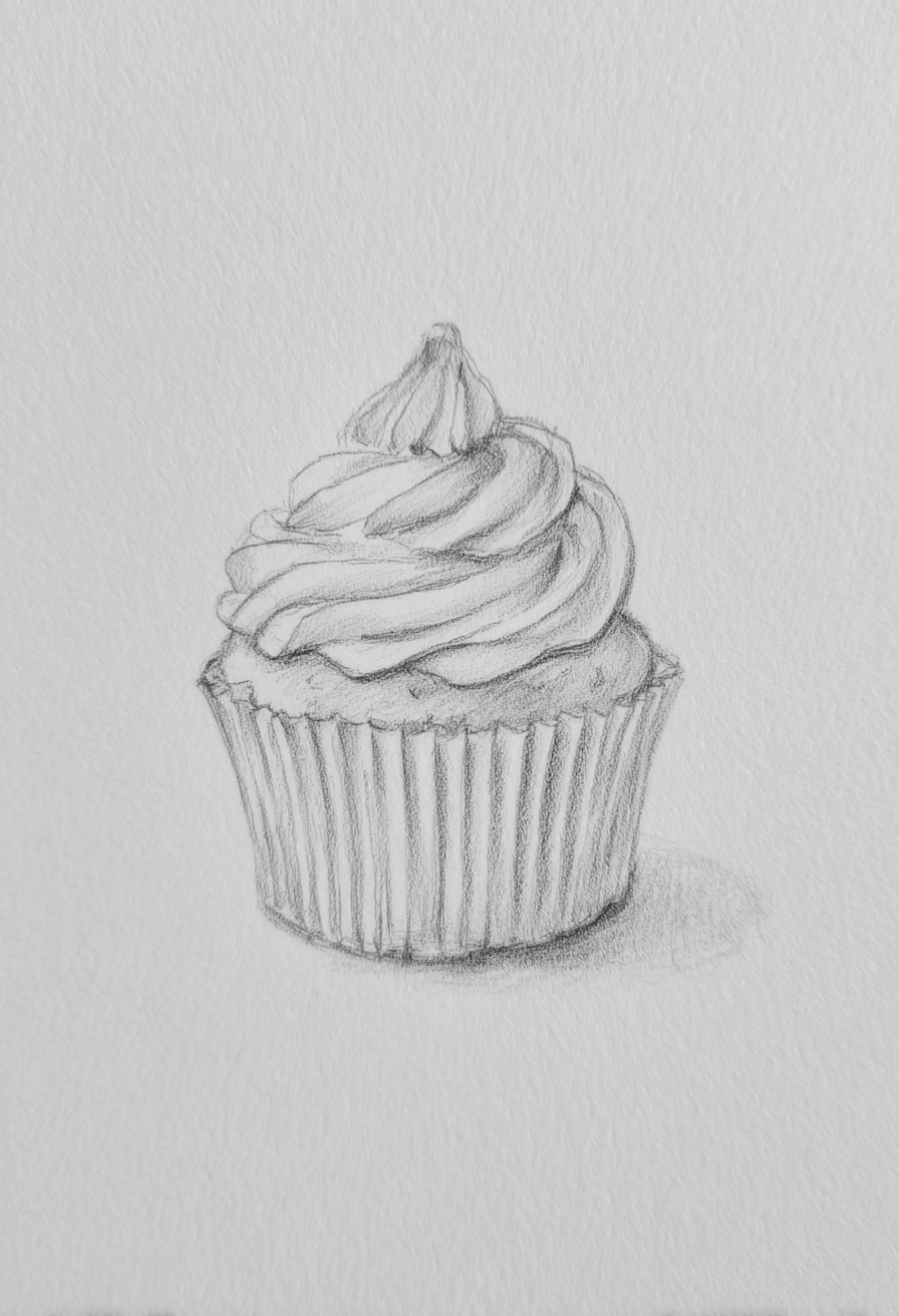 Sweet Cupcake Pencil Sketch