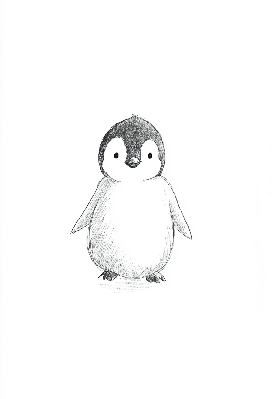 Chubby Baby Penguin Sketch