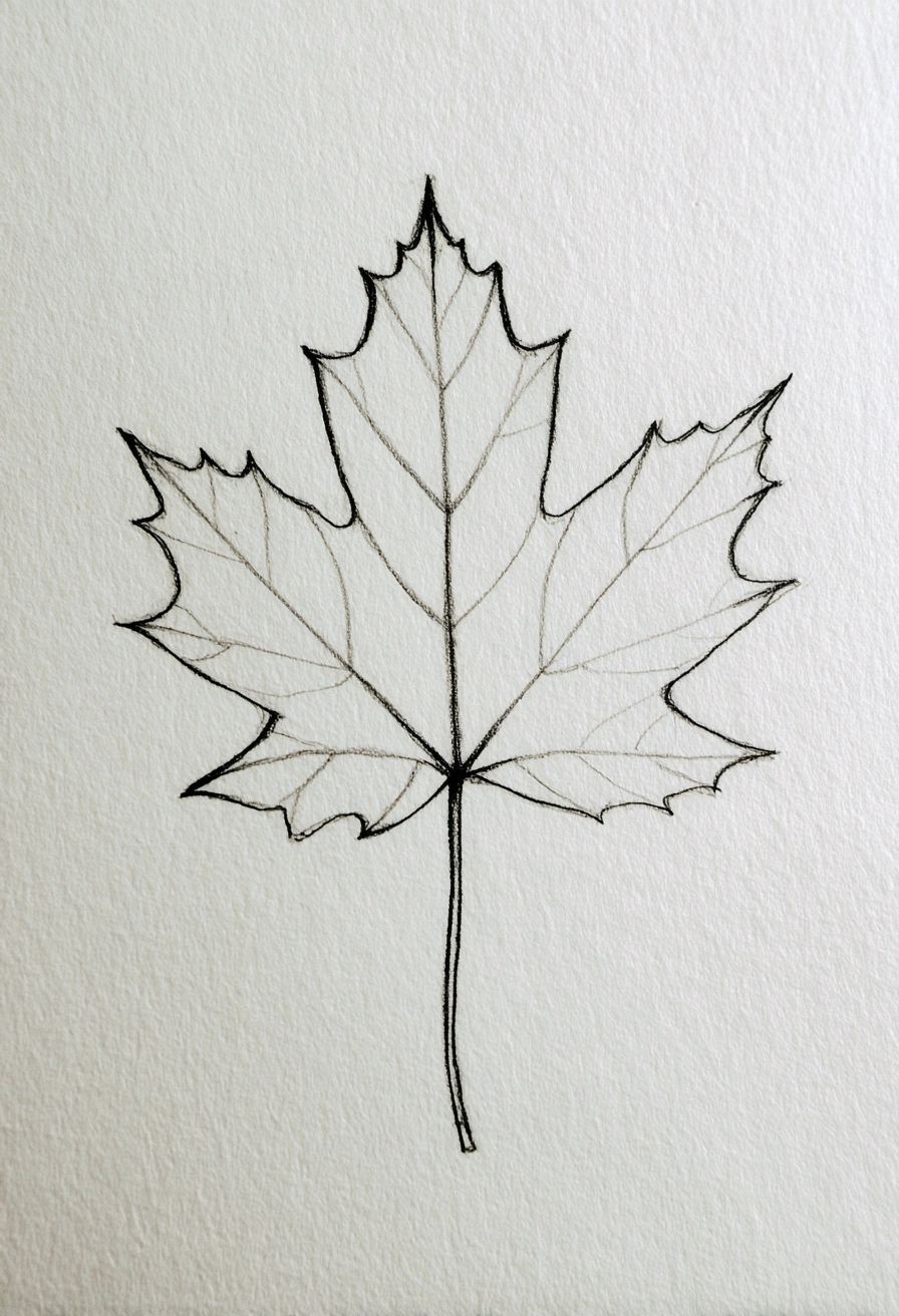 Simple Maple Leaf Line Art
