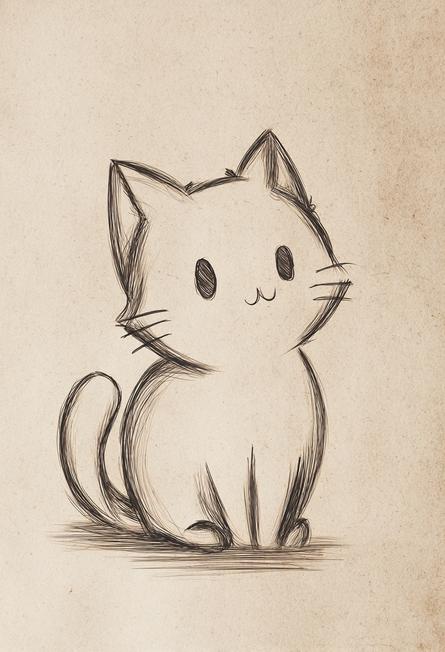 Cute Chibi Cat Sketch