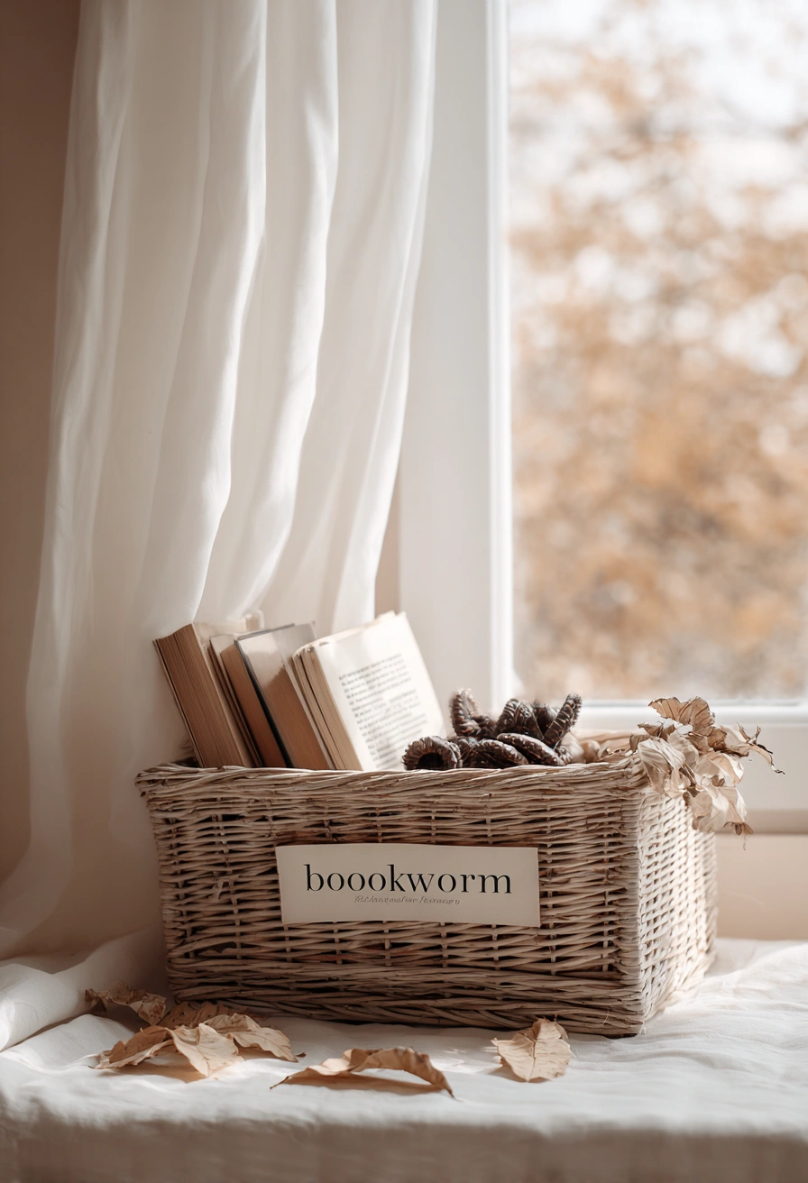 Cozy Bookworm Reading Basket