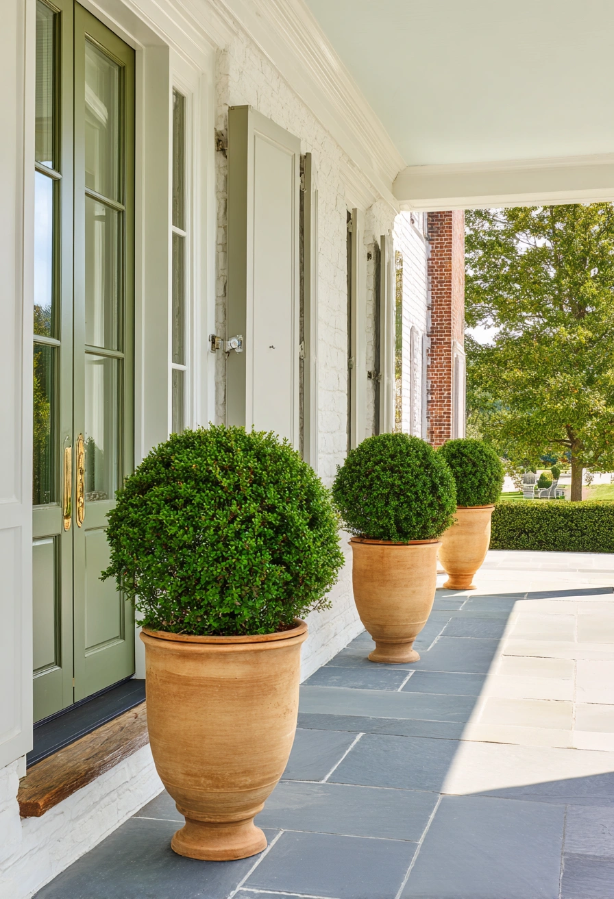 Classic Curb Appeal with Potted Symmetry