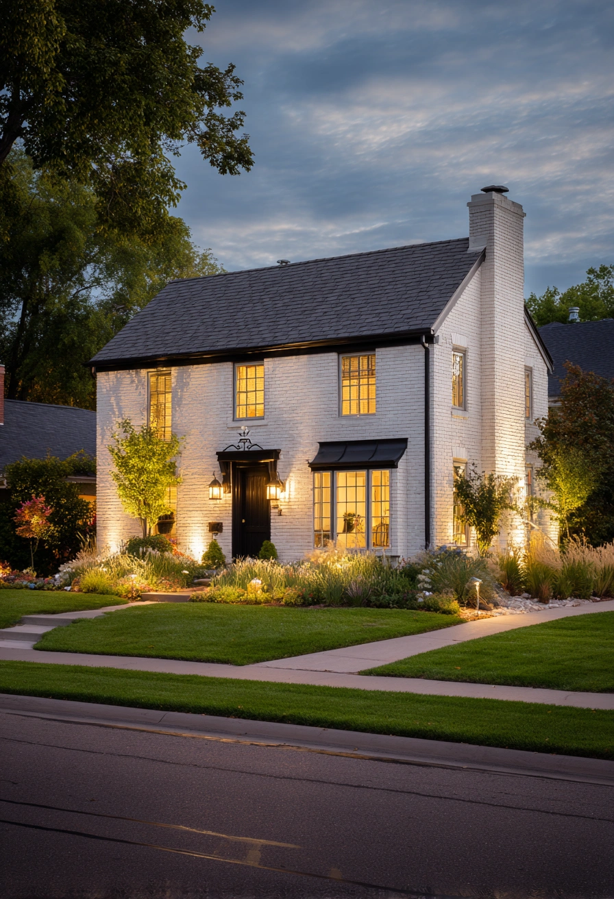 Chic Curb Appeal with Evening Glow