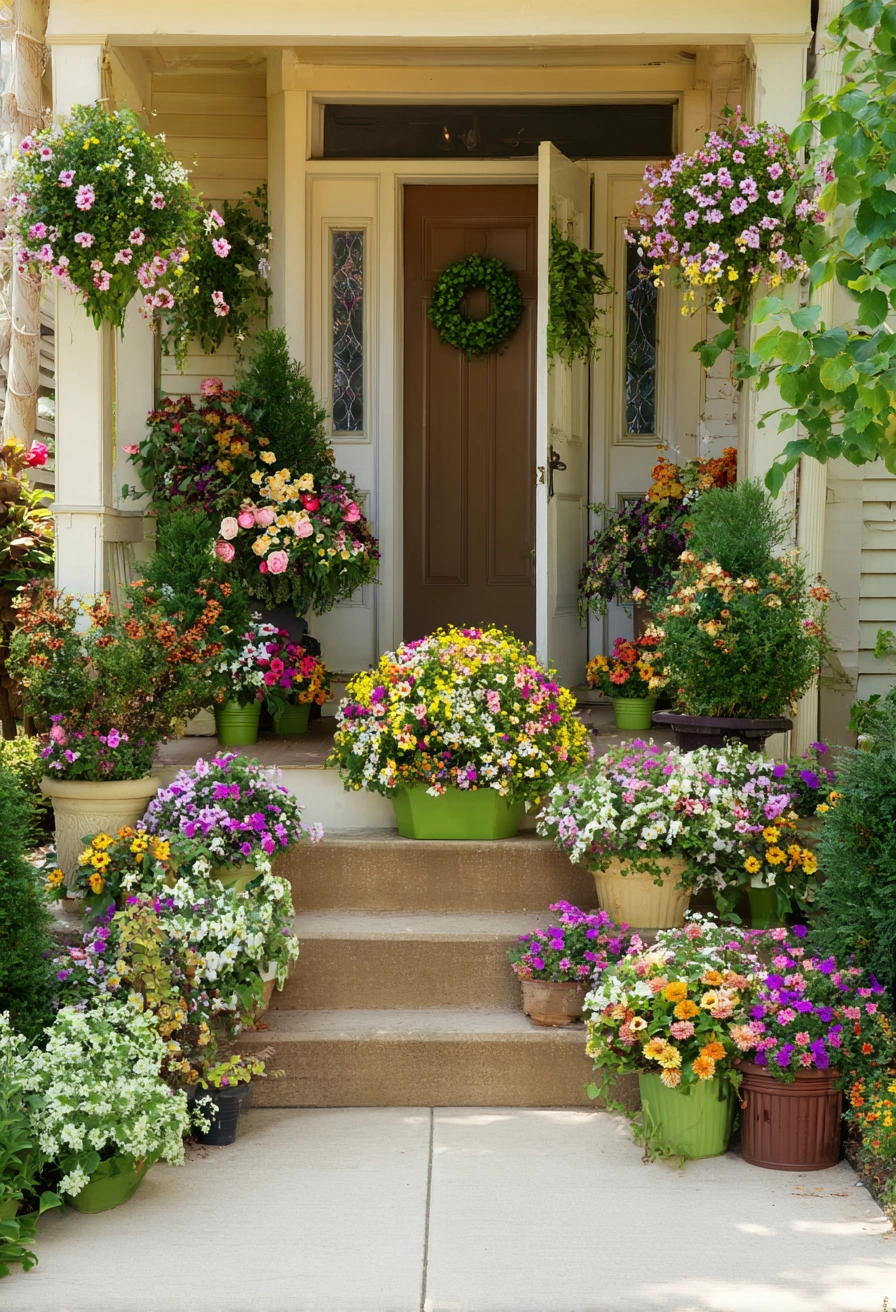 Blooming Porch Paradise with Vibrant Florals