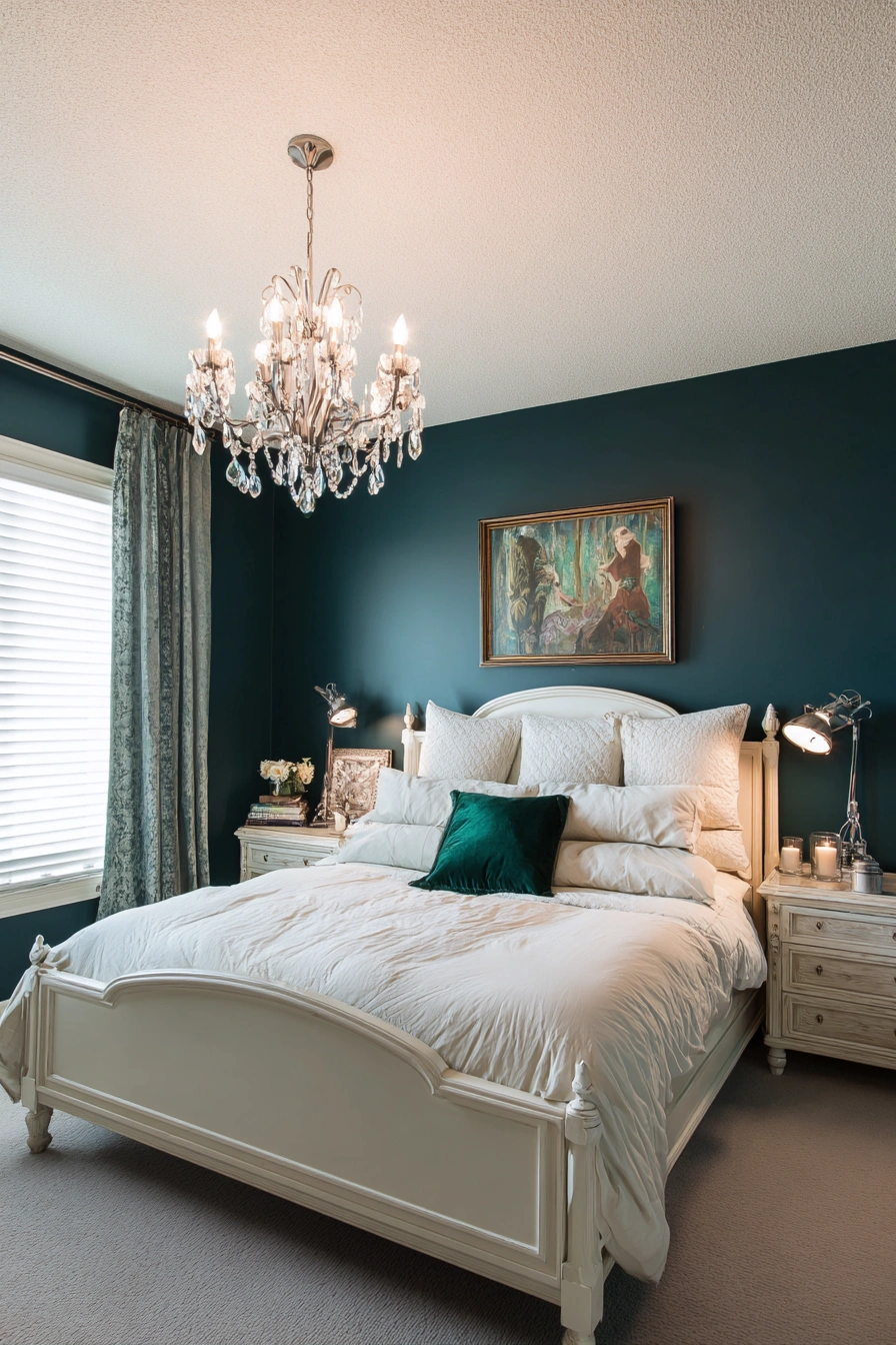 Elegant Teal Bedroom with Luxe Accents