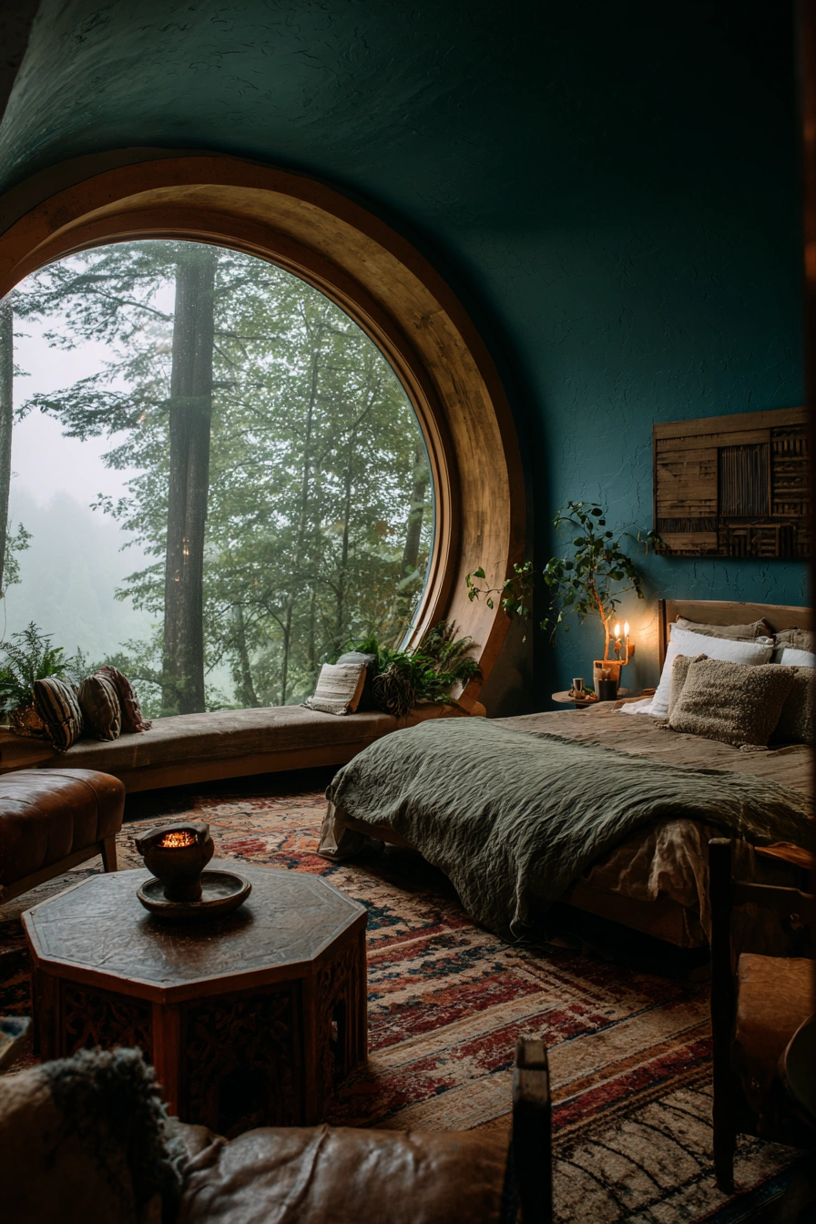Cozy Teal Cabin with Forest Views