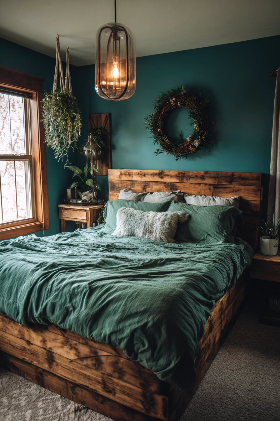 Rustic Teal Retreat with Natural Charm