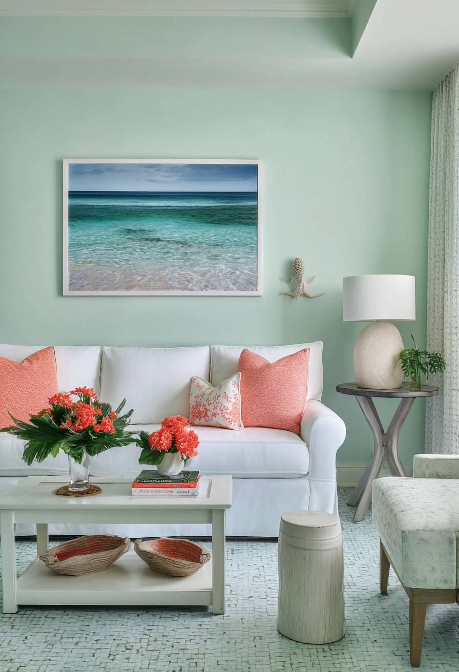 Coastal Chic with Coral Accents