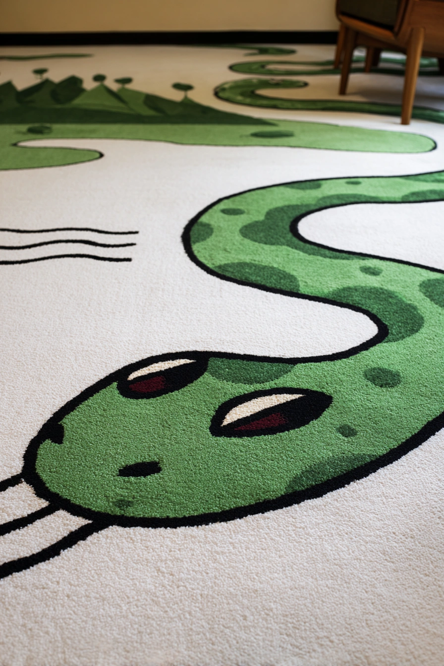 Playful Serpent-Inspired Area Rug